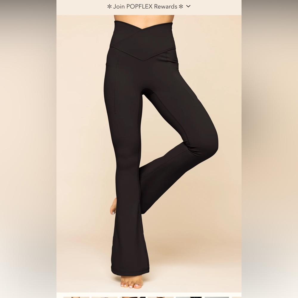 POPFLEX Crisscross Hourglass Flared Leggings with pockets